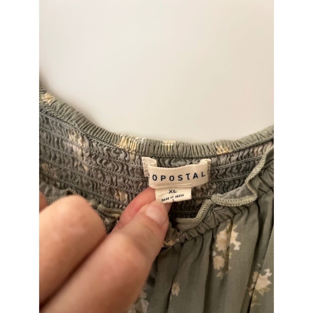Aeropostale Womens Sage Green Floral‎ Smocked Mini Dress Puff Sleeve XL 2476AS25 - Picture 5 of 9